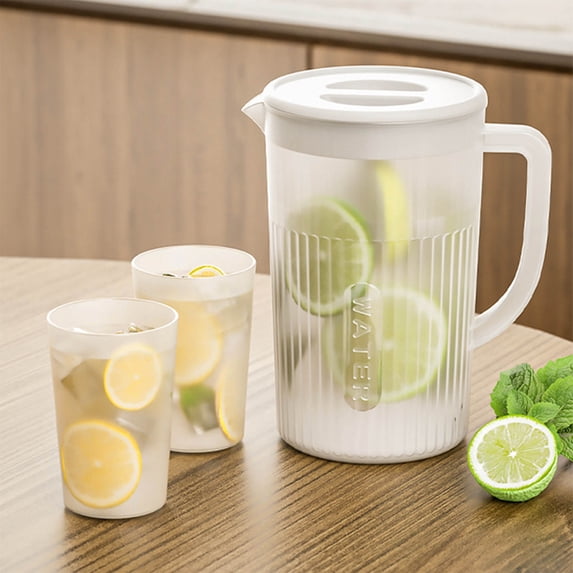 MORESEC Home Large Capacity Cold Water Jug with Faucet 3.5L Plastic Refrigerator Pitcher for Juice Lemonade Summer Drinks House Essential
