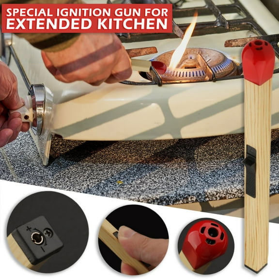 MORESEC Home Match Stick Lighter Long Reach Refillable for BBQ Grill Camping Windproof Direct Injection Flameproof Gas Lighter (No Gas)