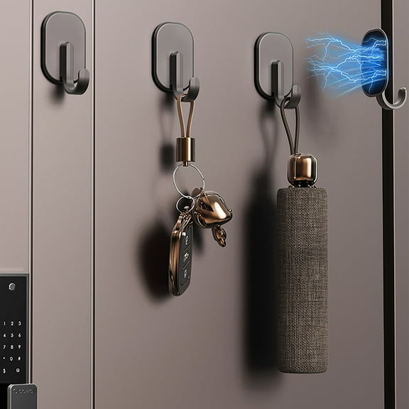 MORESEC Home Refrigerator Magnetic Hook 5 Point Distribution Strong Suction No Punching for Keys Towels Metal Surfaces