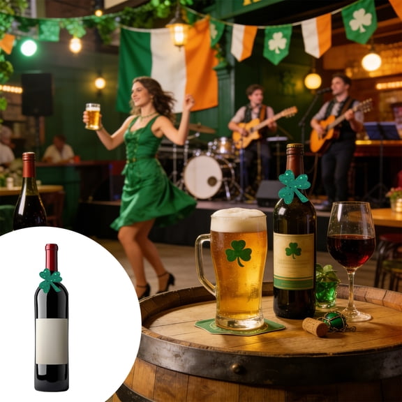 MORESEC Home St. Patrick's Day Wine Stopper Decoration Venue Layout Props, Green Plastic Bottle Stopper with Shamrock Design for Party Bar Gift