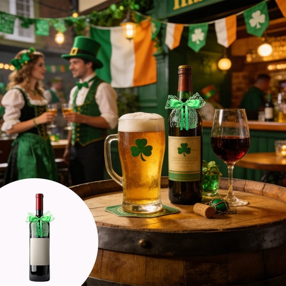 MORESEC Home St. Patrick's Day Wine Stopper Decoration Venue Layout Props, Green Plastic Bottle Stopper with Shamrock Design for Party Bar Gift