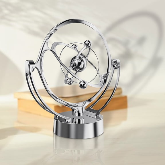 MORESEC Magnetic Desktop Swing Ball Sculpture for Office Stress Relief, Rotating Perpetual Motion Decor with USB and Battery Power, Educational Science Toy