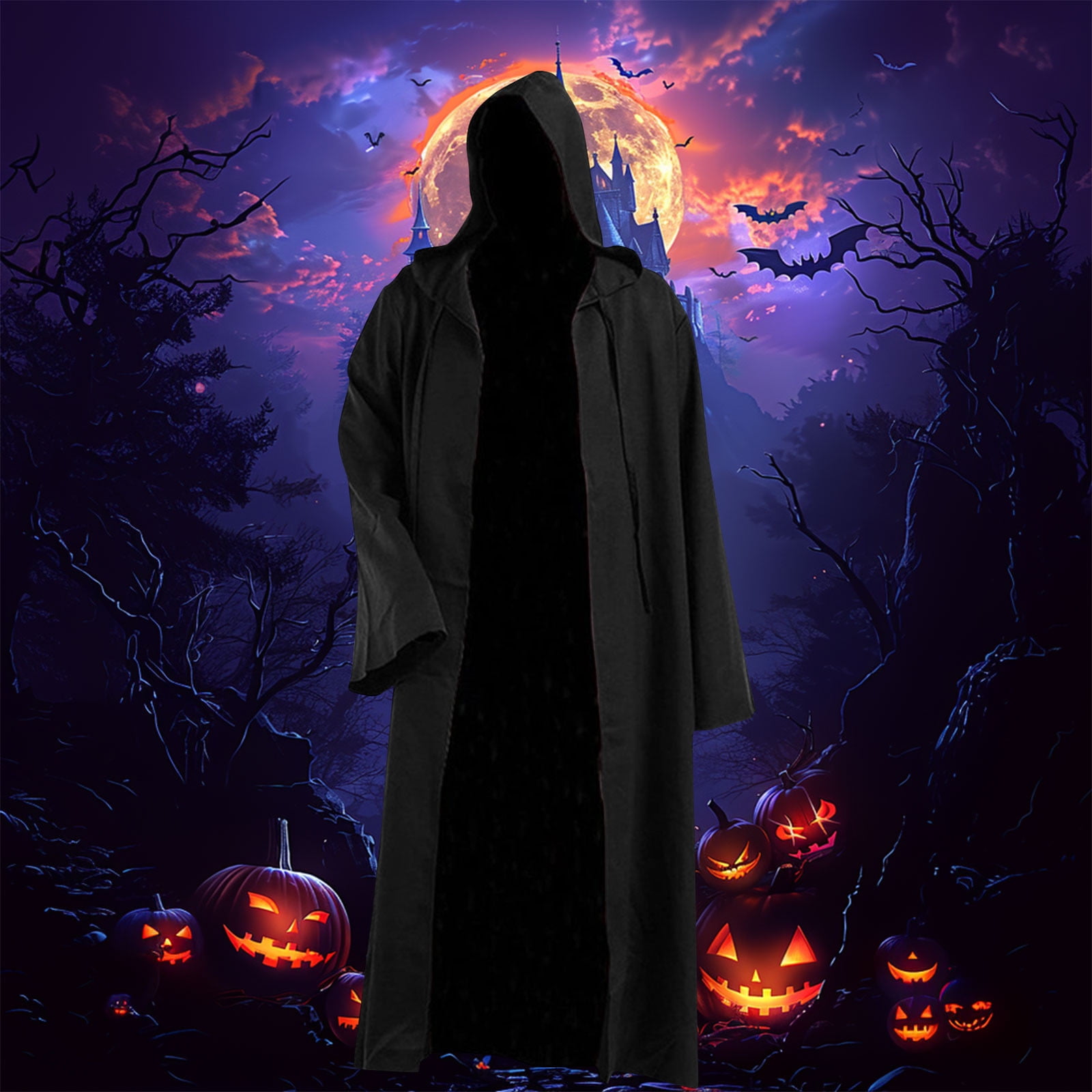 MORESEC Renaissance Costume Adult, Hooded Monk Robe Priest Costume