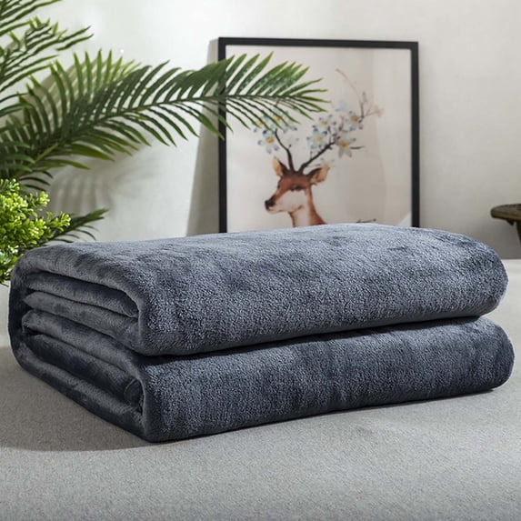 MORESEC Solid Color Double Layer Flannel Throw Blanket 50x70 in Soft Lightweight Breathable for Summer Air Conditioning Office Nap Couch Sofa All Season