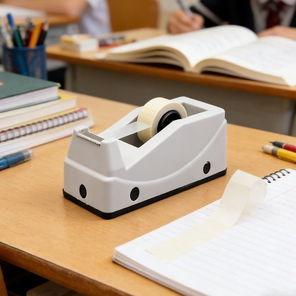 MORESEC Tape Dispenser for 30mm Tape, Small Tape Cutter Holder, Plastic Tape Dispenser with Non-Slip Base Smooth Roller, Office Supplies for Packing Shipping Crafts, Desk Organizer for Home Office