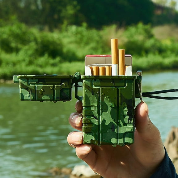 MORESEC Transparent Camouflage Rechargeable Lighter with LED Display, Type C USB Windproof Lighter, Dual Arc Plasma Lighter for Outdoor Camping