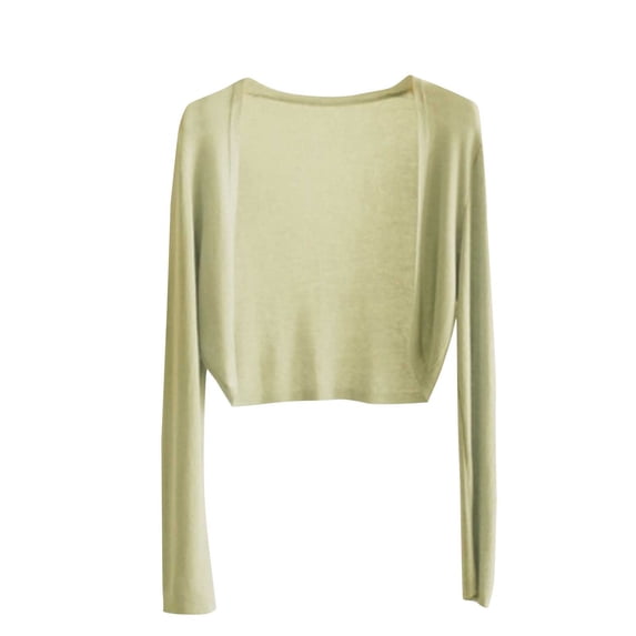 MORESEC Women Long Sleeve Cardigan Knitted Crop Top Basic Casual Solid Slim Fit Fall Winter Layering Piece Fashion Sweater, Green
