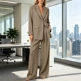 thumbnail image 1 of BRELIL Women Plus Size Two Piece Lounge Set Open Front Long Sleeve Blazer Wide Leg Pants Matching Solid Casual Elegant Tracksuit Travel Vacation Outfits, Beige XL, 1 of 6