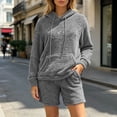 thumbnail image 1 of BRELIL Women Plus Size Two Piece Set Hoodie Shorts Matching Lounge Set Casual Summer Outfits Solid Tracksuit Travel Vacation Loungewear, Gray S, 1 of 8
