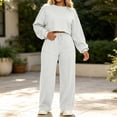 thumbnail image 1 of BRELIL Women Two Piece Set Long Sleeve Crop Top Wide Leg Drawstring Elastic Waist Casual Lounge Matching Outfits Solid Basic Tracksuit Travel Vacation, White S, 1 of 9