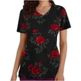 thumbnail image 1 of MORESEC Women V Neck Short Sleeve Tops Gothic Floral Print Casual Tee Shirts Alternative Fashion Blouses Trendy Summer Clothes, Multicolor S, 1 of 5