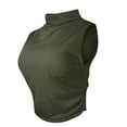 thumbnail image 1 of MORESEC Women's High Neck Sleeveless Crop Top Ruched Casual Holiday Tops Solid Basic Slim Tee Shirts Summer Fashion Clothes, Army Green M, 1 of 4