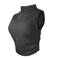thumbnail image 1 of MORESEC Women's High Neck Sleeveless Crop Top Ruched Casual Holiday Tops Solid Basic Slim Tee Shirts Summer Fashion Clothes, Black L, 1 of 4
