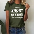 thumbnail image 1 of MORESEC Women's Plus Size T-Shirt Short Sleeve Casual Basic Tee Round Neck Solid Letter Graphic Beach Vacation Everyday Fashion Top, Army Green L, 1 of 8