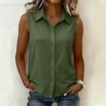 thumbnail image 1 of MORESEC Women's Summer Sleeveless Button Down Blouse Collared Casual Tops Solid Basic Tee Shirts Beach Vacation Fashion Clothes, Green 2XL, 1 of 7