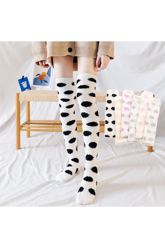 Women's Winter Warm Print Knee High Socks, Knitting Warm Long Socks, Cozy Anklets Leggings Socks for Cold Weather, Cute Pattern Socks