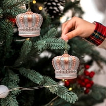 MORESEC XUld Home 2-Pack Crown-shaped Christmas Balls Ornament Red Rose Gold for Tree Decoration 3.74 Inches Bedroom Decor