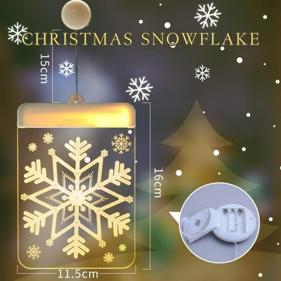 MORESEC XUld Home 3D Hanging Christmas Lantern LED Battery Light Deer Acrylic Board Indoor Decoration with Suction Cup for Window Home Party Bedroom Decor