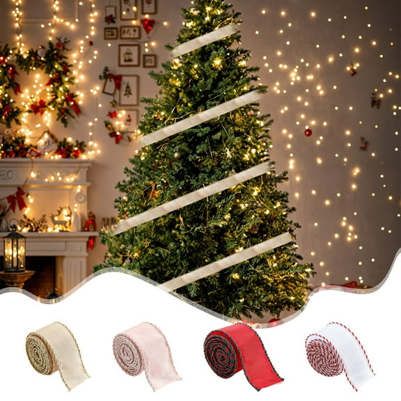 MORESEC XUld Home 78.74-Inch Christmas Silk Ribbon Khaki Pink Red White 2 Meter Gift Wrapping Decor Fall Decor