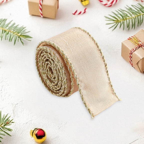 MORESEC XUld Home 78.74-Inch Christmas Silk Ribbon Khaki Pink Red White 2 Meter Gift Wrapping Decor House Warming Gifts Home