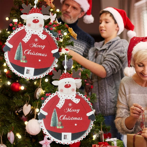 MORESEC XUld Home Christmas Countdown 24 Days Calendar Xmas Wooden Advent Calendar Ornament Decoration Red for Home Tabletop 21.5x16cm Fall Decorations For Home