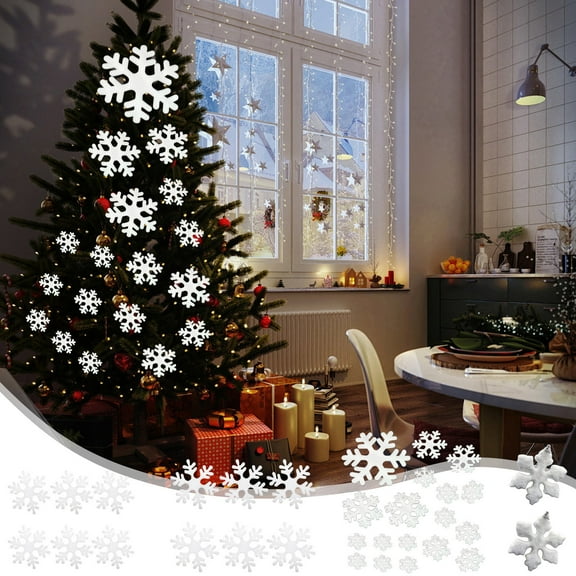 MORESEC XUld Home 6-Pack White Foam Snowflake Ornaments for Christmas Tree Decorations 20x20cm Handcrafted Textured Hanging Pendants for Holiday Party Home Decor Fall Decorations For Home