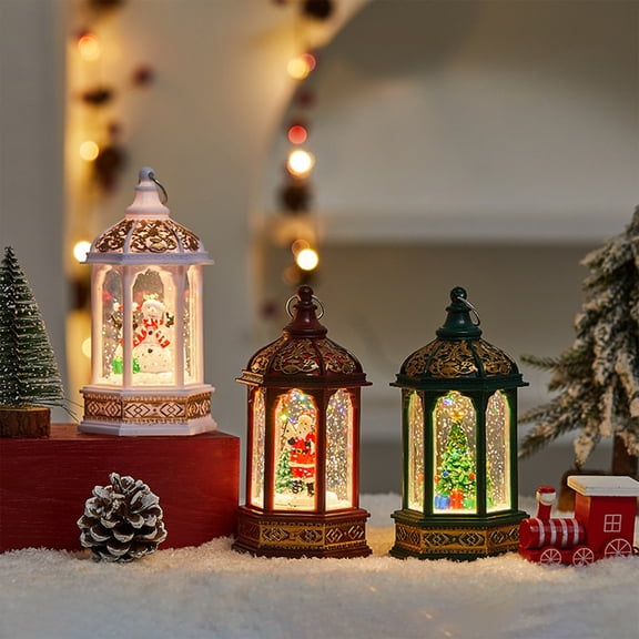 MORESEC XUld Home Christmas Lantern Decor Night Light 110ml Water Fillable LED Desk Lamp with Holiday Designs for Home Party Gifts