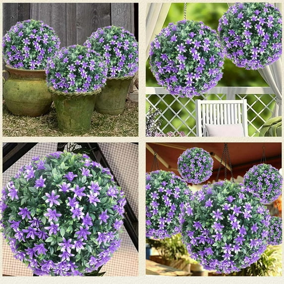 MORESEC XUld Home Faux Flowers and Plants Hanging Flower Balls 7.8x7.8 Inch Plastic Christmas Decor for Backyard Balcony Garden Porch Patio Wedding Fall Decor