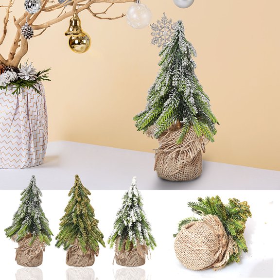 MORESEC XUld Home Snowflake Flocking Christmas Table Tree 15x20cm Super Thick Flocked Small Tree for Indoor Home Desk Decoration Birthday Gifts