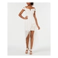 thumbnail image 1 of MORGAN & CO Womens Beige Short Sleeve Off Shoulder Maxi Evening Hi-Lo Dress 3, 1 of 4