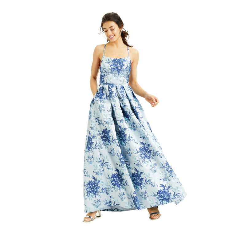 Plus Size Strapless Jacquard Fit-and-Flare Gown