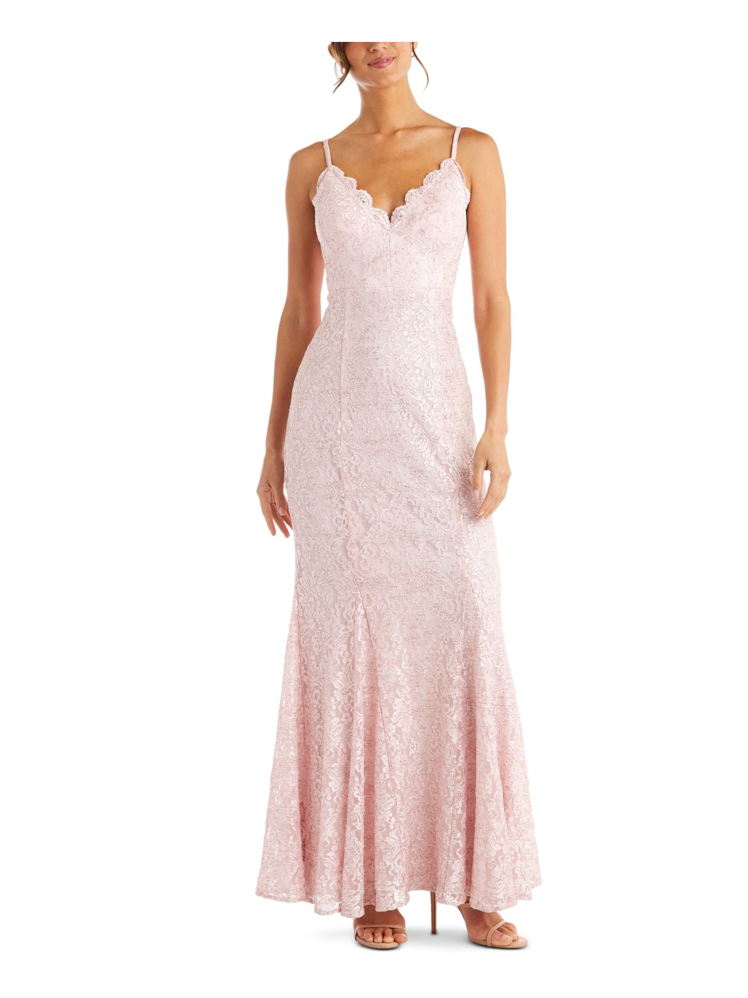 MORGAN & CO Womens Pink Lace Floral Spaghetti Strap V Neck Full-Length Formal Sheath Dress 9 - Walmart.com MORGAN & CO Womens Pink Lace Floral Spaghetti Strap V Neck Full-Length Formal Sheath Dress 9 - Walmart.com