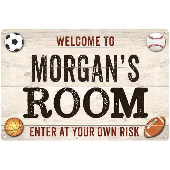 MORGAN'S Room Kids Bedroom Sign Boy's 8x12 Metal 208120090336