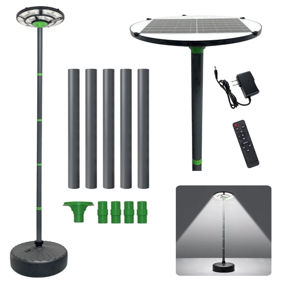 MORGLAD 106 Inch Outdoor Solar Street Light with Pole & Fillable Base | 692 LEDs, Anti-Rust Aluminum Pole, IP65 Waterproof, DC Backup Charging, 120 lb Weighted Base for Yard, Pathway, Garden, Patio