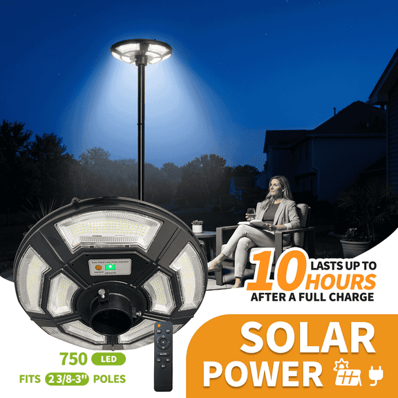 MORGLAD Solar Lamp Post Light Replacement Head, 2800LM Downward Floodlight, Fits 3" & 2 3/8" Poles, Motion Sensor & Remote (Head Only, Solar Powered)