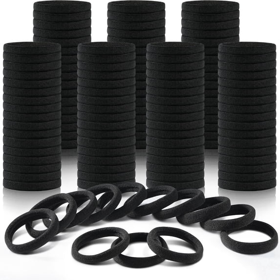 MORGLES 150 PCS Black Hair Ties for Women, Stretchy Elastic Hair Bands for Thick Hair, Cotton Hair Ties No Damage Ponytail Holder