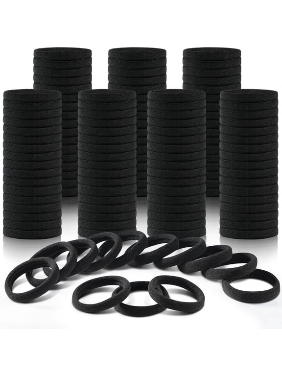 150 PCS Black Hair Ties for Women, Stretchy Elastic Hair Bands for Thick Hair, Cotton Hair Ties No Damage Ponytail Holder