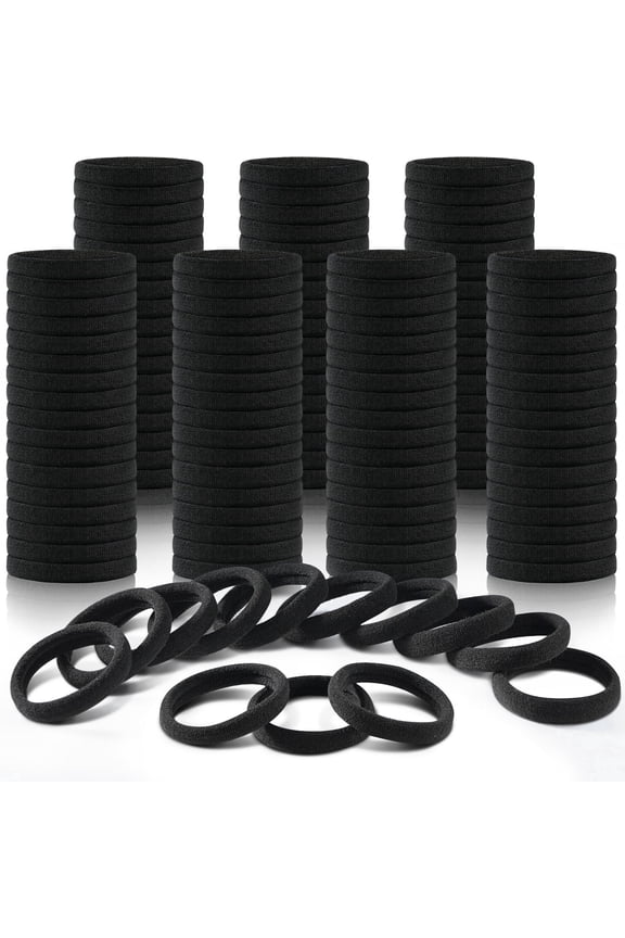 150 PCS Black Hair Ties for Women, Stretchy Elastic Hair Bands for Thick Hair, Cotton Hair Ties No Damage Ponytail Holder