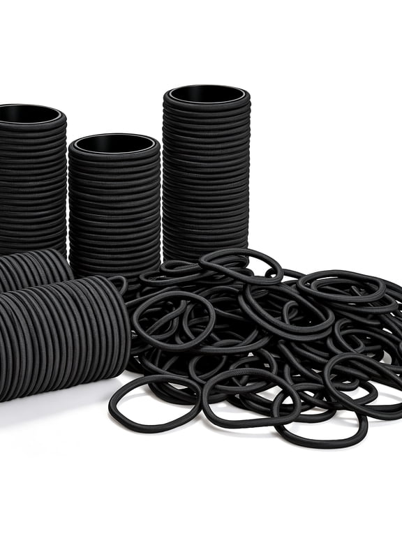 300PCS Black Hair Ties for Women, 4mm Ponytail Holders, Elastic Hair Bands for Medium to Thick Hair