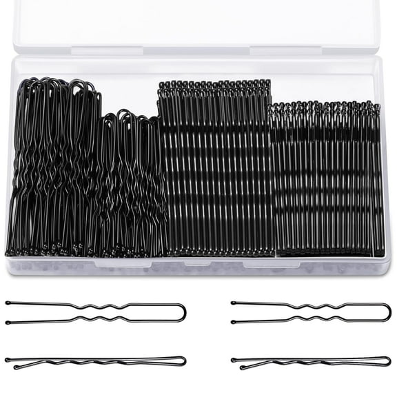 MORGLES Bobby Pins Brown U Shaped Hair Pins for Ballet Buns Women Girls with Storage Box, 2.4IN&2IN
