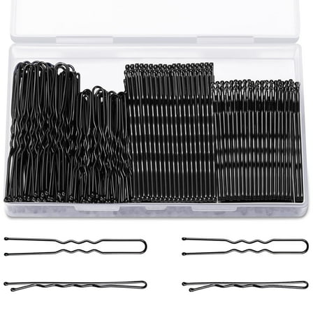 MORGLES Bobby Pins Brown U Shaped Hair Pins for Ballet Buns Women Girls with Storage Box, 2.4in & 2in