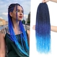 thumbnail image 1 of MORICA Blue Crochet Hair 8 Packs 26 Inch Ombre Crochet Hair For Black Women, Small Twist Crochet Braids Hair Hot Water Setting, Crochet Braiding Hair with Natural Ends(26 Inch, T1B/Purple/Blue), 1 of 8