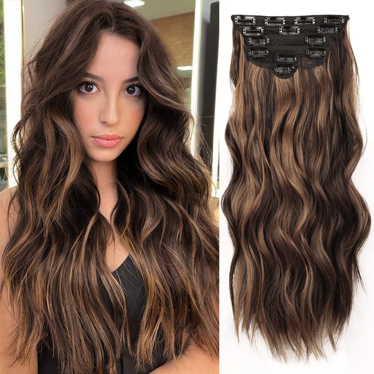 MORICA 20 Inch Long Wavy Clip In Hair Extensions, 6pcs  display picture 1