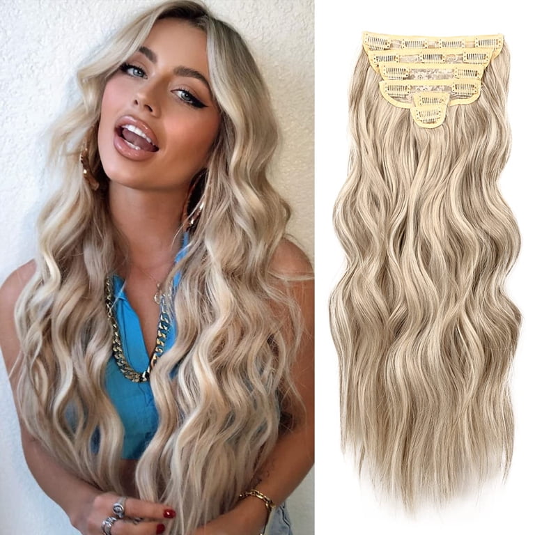 MORICA 20 Inch Wavy Clip In Hair Extensions, 6pcs Brown  display picture 1