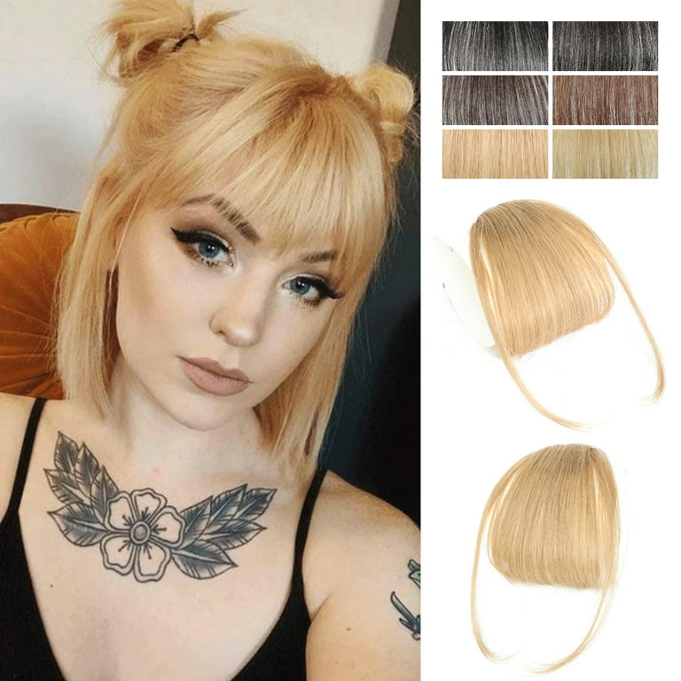 MORICA Clip in Bangs for Women Human Hair Bangs Clip in Hair Extensions Wispy Bangs Ash Blonde Bangs