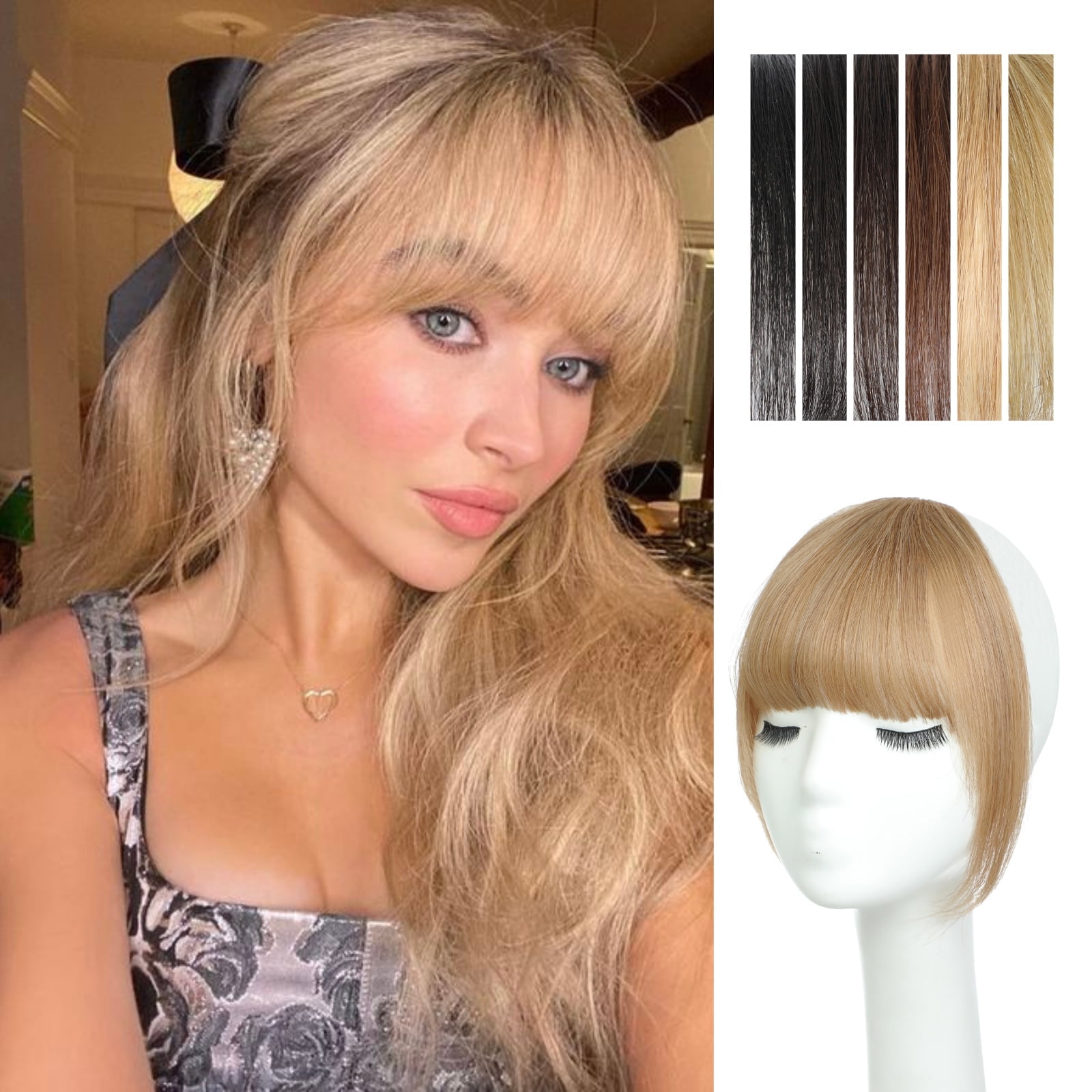 MORICA Human Hair Clip in Bangs for Women, Thinning Fake Wispy Ash