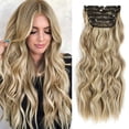 thumbnail image 1 of MORICA Clip in Hair Extension 20 Inch 6PCS Natural Long Wavy Curly Hairpieces for Women Thick Synthetic Fiber Double Weft Hair Full Head, 1 of 7