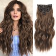 thumbnail image 1 of MORICA Clip in Hair Extensions for Women 20 Inch Long Wavy Curly Medium Brown Hair Extension Full Head Synthetic Hair Extension Hairpieces, 1 of 6