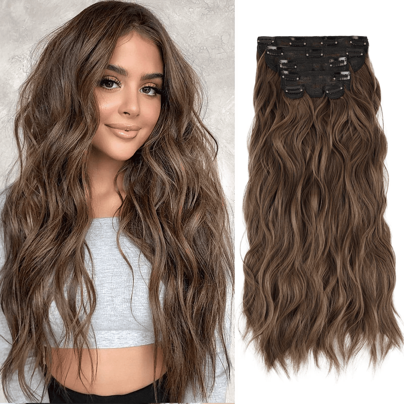 MORICA Clip in Hair Extensions for Women 20 Inch Long Wavy curly