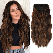 MORICA Clip in Hair Extensions for Women 20 inch Long Wavy Curly Auburn Mix Chestnut Hair Extension Hairpieces